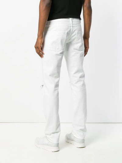 Shop Off-white Cropped Embroidered Jeans In White