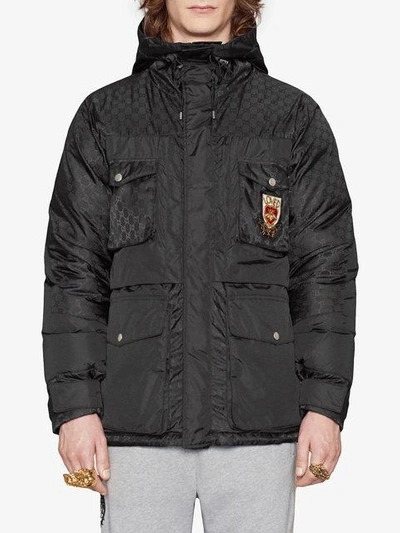 Shop Gucci Gg Jacquard Nylon Jacket In Black