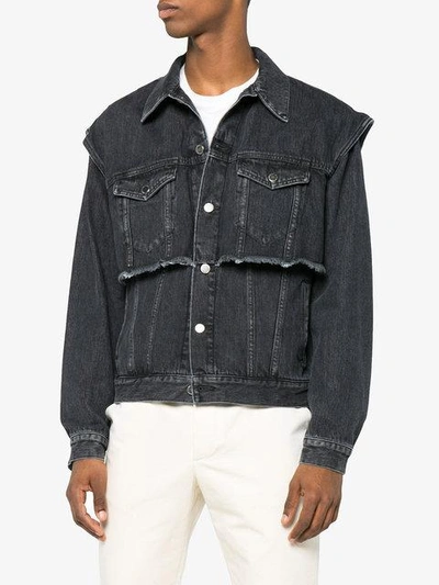 Shop Johnlawrencesullivan Black Distressed Denim Jacket