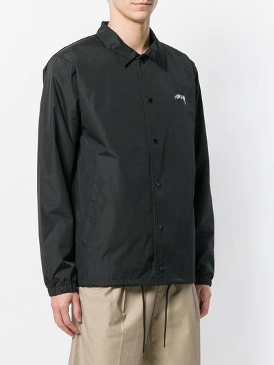 Shop Stussy Logo Print Shirt Jacket In Black