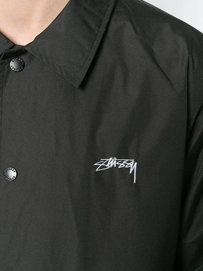Shop Stussy Logo Print Shirt Jacket In Black