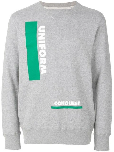 Shop Sacai Uniform Conquest Graphic Sweater - Grey