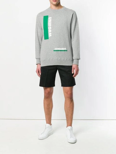 Shop Sacai Uniform Conquest Graphic Sweater - Grey