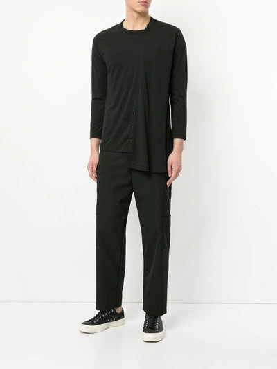 Shop Yohji Yamamoto Diagonal Panel T-shirt - Black