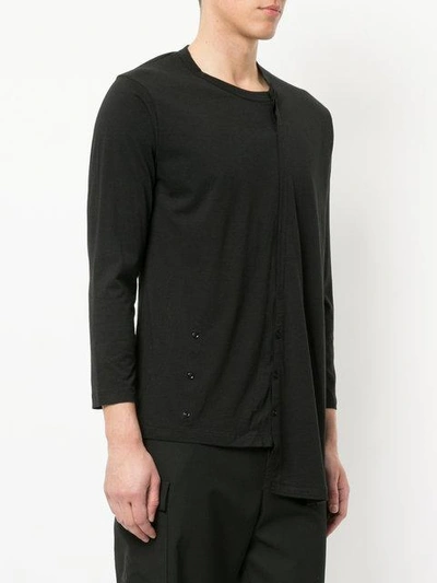 Shop Yohji Yamamoto Diagonal Panel T-shirt - Black