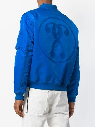 Shop Moschino Logo Bomber Jacket - Blue