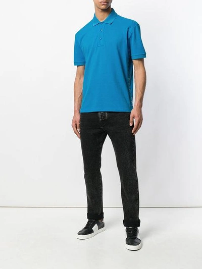 Shop Valentino Rockstud Polo Shirt In Blue