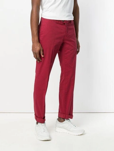 Shop Canali Chino Trousers In Red