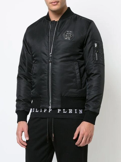 Shop Philipp Plein Killer Teddy Bomber Jacket - Black