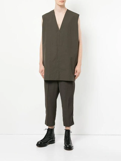 Shop Rick Owens Cropped Drawstring Trousers In Green