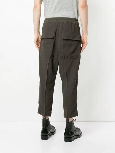 Shop Rick Owens Cropped Drawstring Trousers In Green