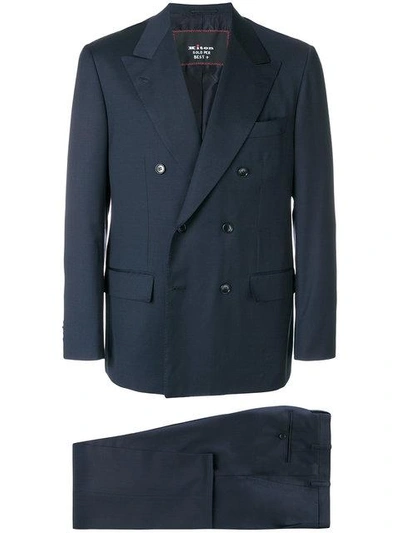 Shop Kiton Double Breasted Suit In Blue