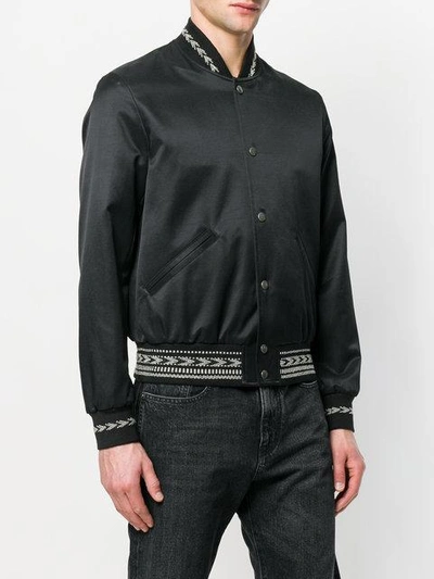 Shop Saint Laurent Stitch Detail Bomber Jacket In Black