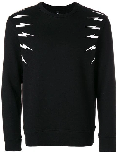 Shop Neil Barrett Lightning Bolt Print Sweatshirt In Black