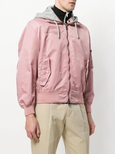 Shop Valentino Hooded Bomber Jacket In Pink