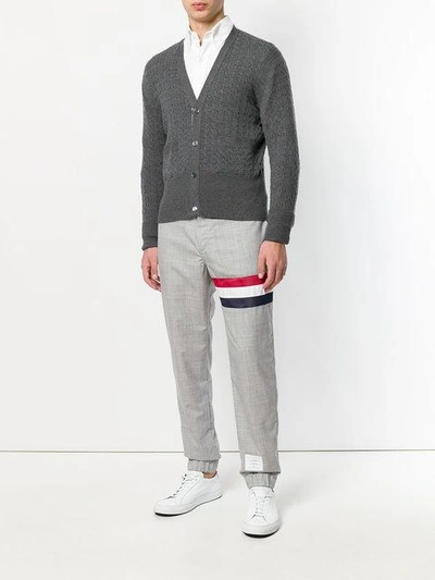 Shop Thom Browne Signature Stripe Lounge Trousers In Grey