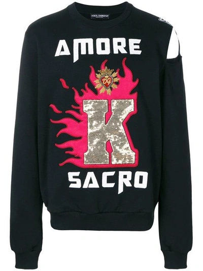Shop Dolce & Gabbana Kings Of Hearts Patch Sweatshirt In Black