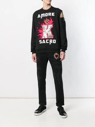 Shop Dolce & Gabbana Kings Of Hearts Patch Sweatshirt In Black