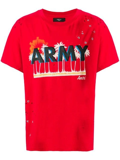 Amiri Red Cotton Crewneck Shotgun T-Shirt XS Amiri