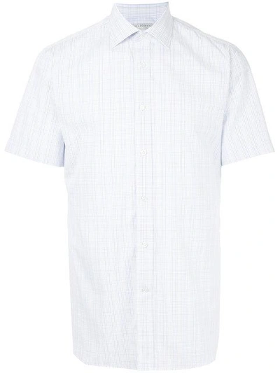 Shop Gieves & Hawkes Short Sleeve Checked Shirt In White