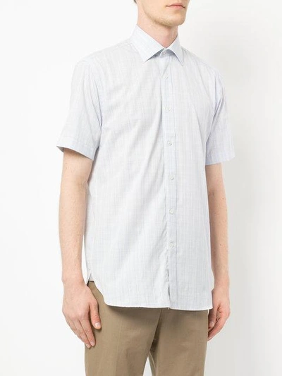 Shop Gieves & Hawkes Short Sleeve Checked Shirt In White