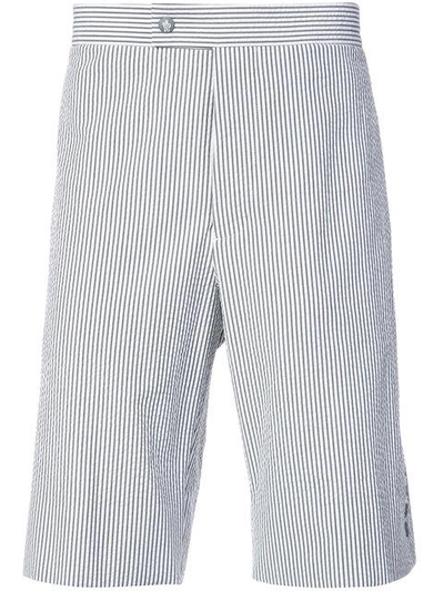 Shop Moncler Striped Knee Length Shorts In Grey