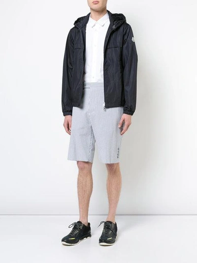 Shop Moncler Striped Knee Length Shorts In Grey