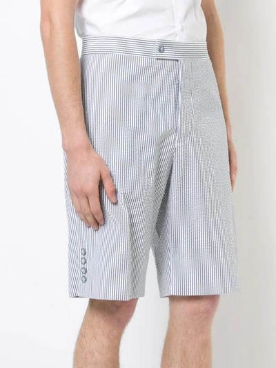 Shop Moncler Striped Knee Length Shorts In Grey