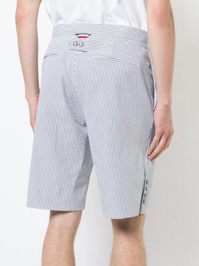 Shop Moncler Striped Knee Length Shorts In Grey
