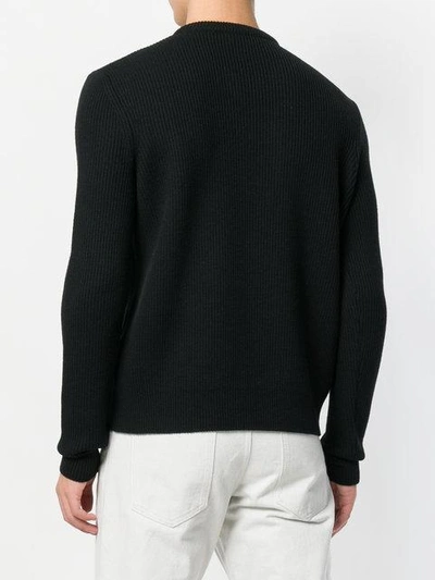 Shop Saint Laurent Patch Ribbed Sweater In Black