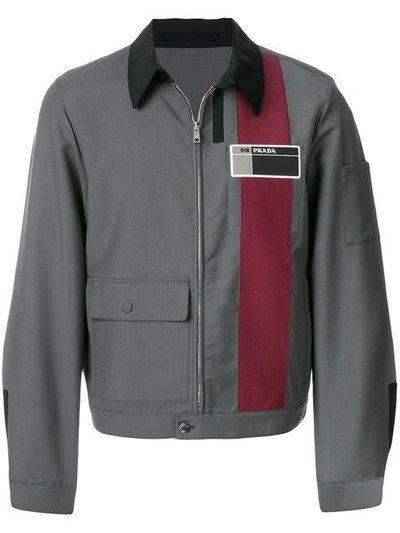 Shop Prada Zipped Jacket In Grey