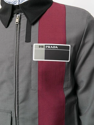 Shop Prada Zipped Jacket In Grey