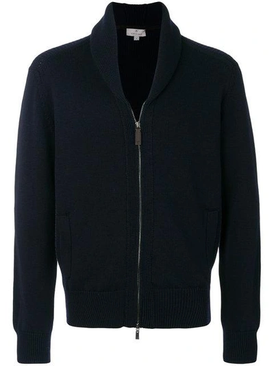 Shop Canali Zip Up Cardigan - Blue