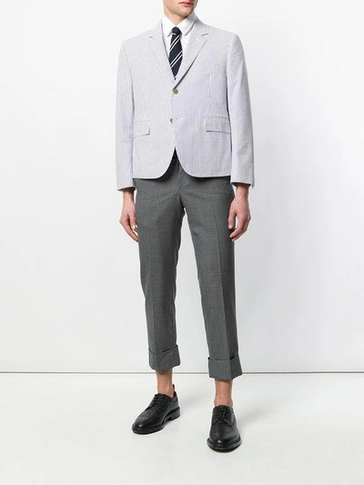 Shop Thom Browne Striped Blazer - Blue