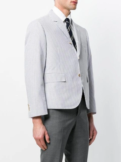 Shop Thom Browne Striped Blazer - Blue