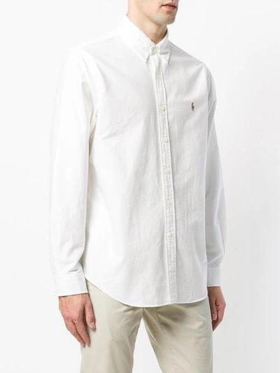 Polo Ralph Lauren Slim Fit White Cotton Shirt With Embroidered Logo In White