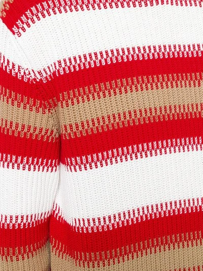 Shop Msgm Folk Striped Knit Jumper - White