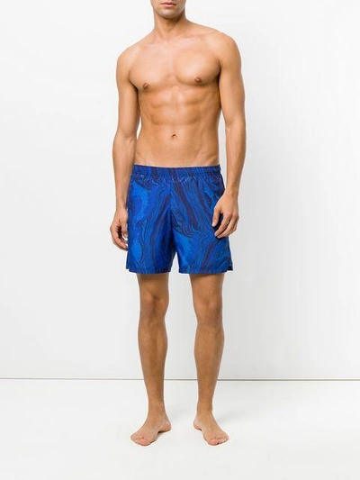 Shop La Perla Plain Swim Shorts In Blue