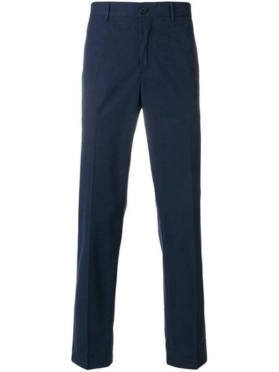 Shop Prada Slim-fit Poplin Trousers - Blue