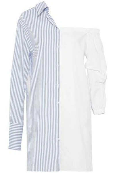 Shop W118 By Walter Baker Woman Ally One-shoulder Paneled Cotton-blend Poplin Shirt White