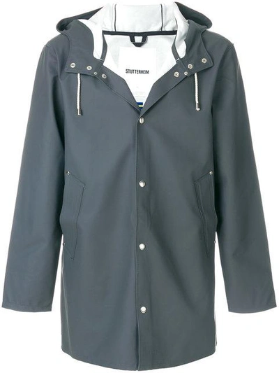 Shop Stutterheim Hooded Raincoat In  Charcoal
