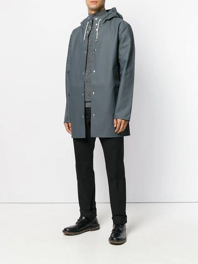 Shop Stutterheim Hooded Raincoat In  Charcoal