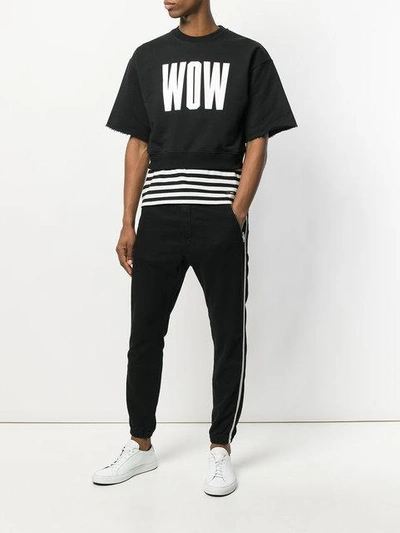 Shop Msgm Wow Print Cropped Sweatshirt - Black