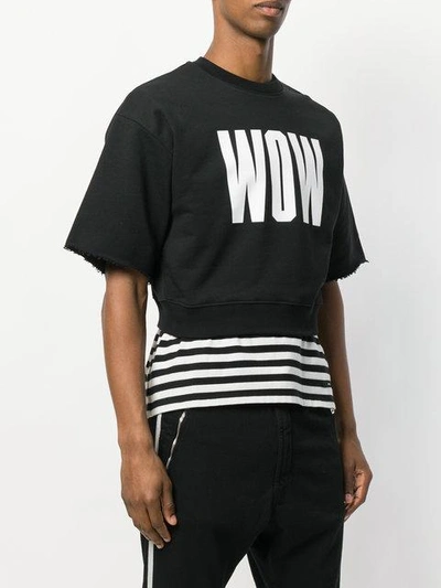 Shop Msgm Wow Print Cropped Sweatshirt - Black