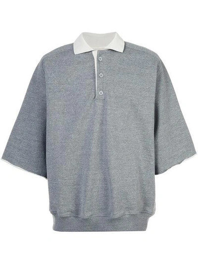 Shop Fear Of God Oversized Sleeves Polo Shirt In Grey