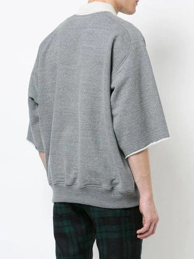 Shop Fear Of God Oversized Sleeves Polo Shirt In Grey