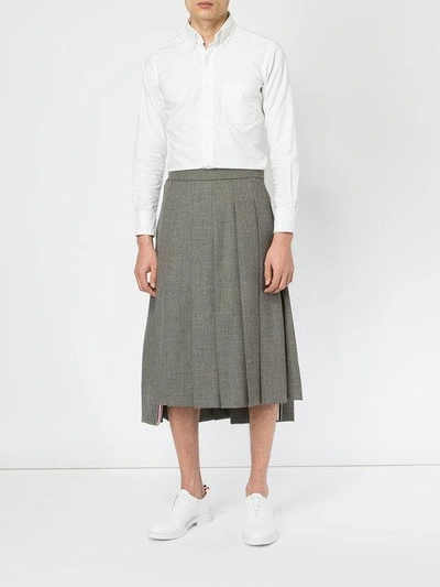 Shop Thom Browne Low Rise Calf Length Pleated Skirt In 2 Ply Fresco