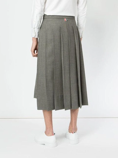 Shop Thom Browne Low Rise Calf Length Pleated Skirt In 2 Ply Fresco