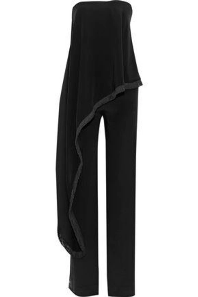 Shop Adam Lippes Strapless Layered Silk-cady Jumpsuit In Black