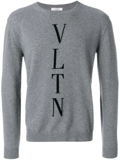 Shop Valentino Vltn Intarsia Sweater - Grey